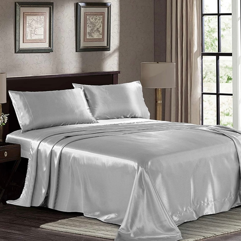 Queen Satin Silk 4-piece Sheet Set